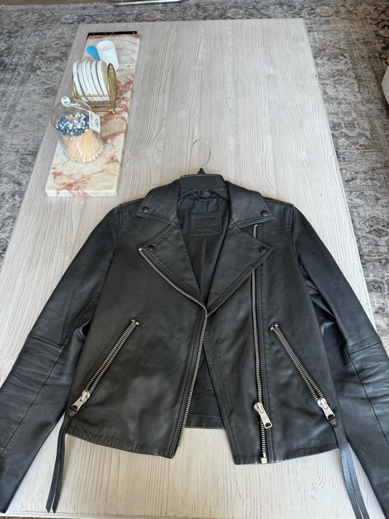 All Saints Jackets & Blazers - All Saints Black Leather Asymmetric Moto Jacket